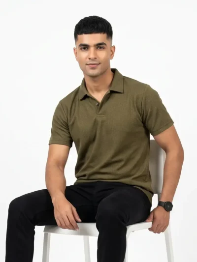 Waffle Knit Textured Polo