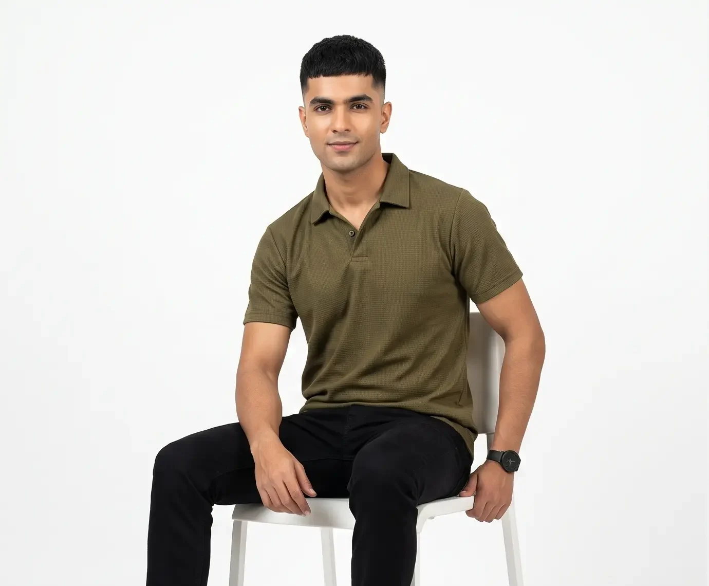 Waffle Knit Textured Polo