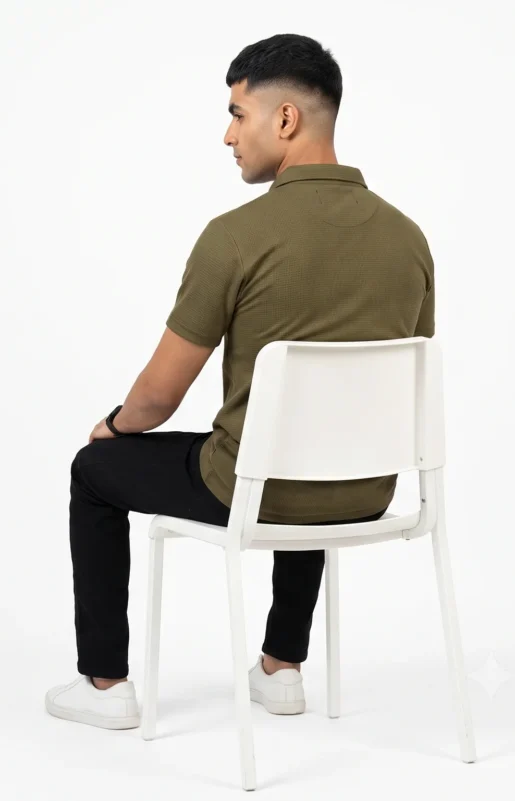 Zulqifl olive green Polo Shirt back view