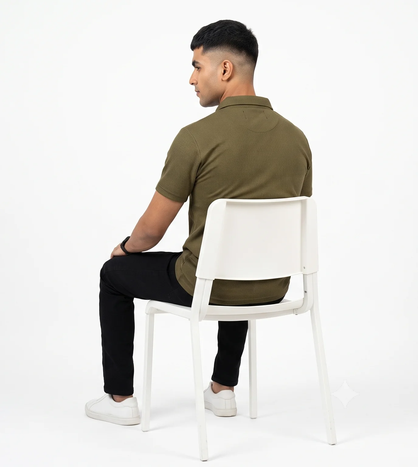 Zulqifl olive green Polo Shirt back view