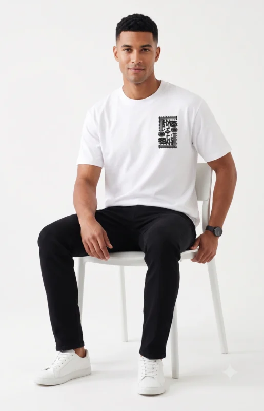 Zulqifl Black Oversized T-Shirt Front View